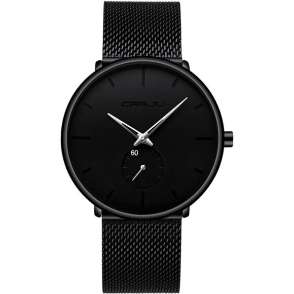 Ultra-Thin Minimalist - Wrist Watch for Men with Stainless Steel Mesh Band